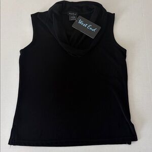 NWT West End Women’s Med Stretchy Sleeveless Top Cowl Neck Black Office Work